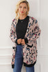 Leopard Contrast Trim Pocketed Open Cardigan
